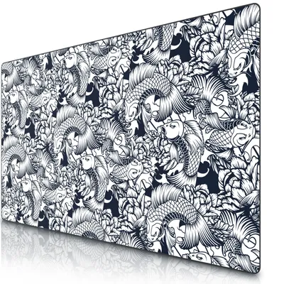 Produktbild von Titanwolf XXXL Übergröße Mauspad 1500x800mm, XXXL Großformat, Schreibtischunterlage, gummierte Rückseite, rutschfest und abwaschbar, Präzision und Geschwindigkeit, Kois