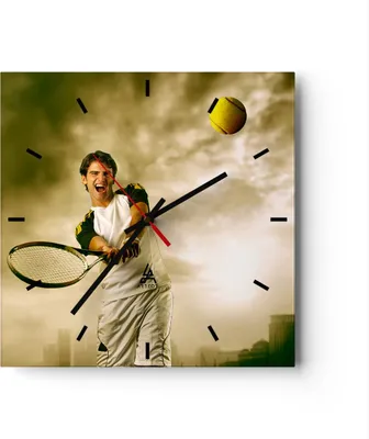 Produktbild von Wanduhr - Quadrat - Glasuhr - Aktivität Ball Wettbewerb - 40x40cm - Schleichendes Uhrwerk - Lautlos - zum Aufhängen bereit - Dekoration Modern - Wanddekoration aus Glas - C3AC40x40-2107