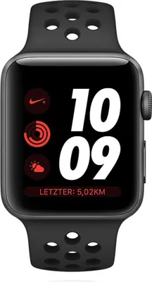 Produktbild von Apple WATCH Series 3 Nike+ GPS 42mm spacegraues Aluminiumgehäuse anthrazitschwarzes Sportarmband