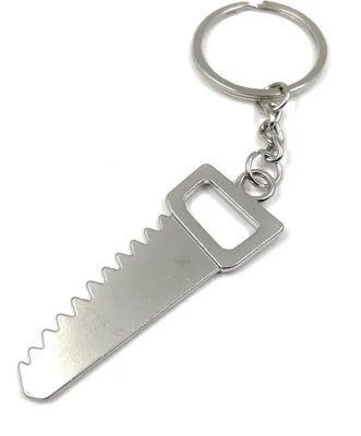 Produktbild von Onwomania Holz Säge Werkzeug Schlüsselanhänger Metall Glücksbringer in Alu Geschenkbox, ideal zum Verschenken