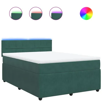 Produktbild von Boxspringbett mit Matratze Dunkelgrün 140x200 cm Samt
