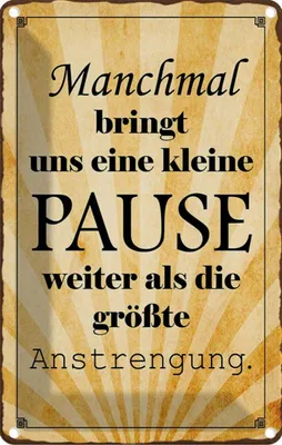 Produktbild von vianmo Blechschild 18x12 cm kleine Pause bringt uns weiter Dekoration Spruch Zitat