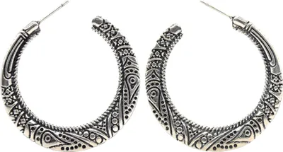 Produktbild von Vintage-Ohrstecker für Damen, versilbert, geschnitzt, Kreis, baumelnd, Schmuck, Geschenk-Silber