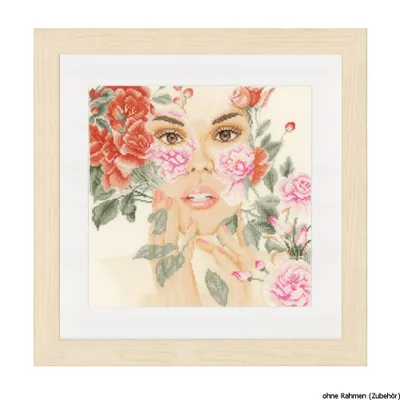 Produktbild von Auslaufmodell Lanarte Kreuzstichset "Blumengesicht Zählstoff", Zählmuster