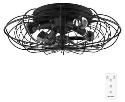 Produktbild von Design-Deckenventilator mit Gleichstrommotor, mit 25 W Leistung und integrierter Lampe, mit 3 einziehbaren Flügeln, 36 Zoll, Fernbedienung, 3 Geschwindigkeiten, Timer und Winter/Sommer-Modus.