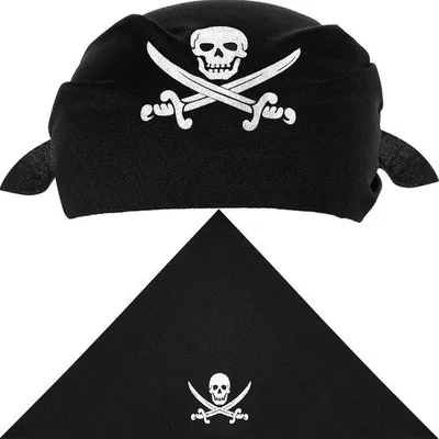 Produktbild von Piratenbandana Schwarz, 12 Stück, verstelbar, themenfähig, Halloween