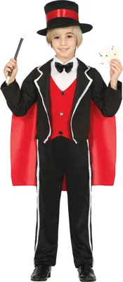 Produktbild von Magier Kostüm Klassische Bühnenzauberer Kinder Outfits Mit Cape Zylinder Elegante Kleidung 19 Jahrhundert Karneval, Größe: 128/134 Farbe: Schwarz