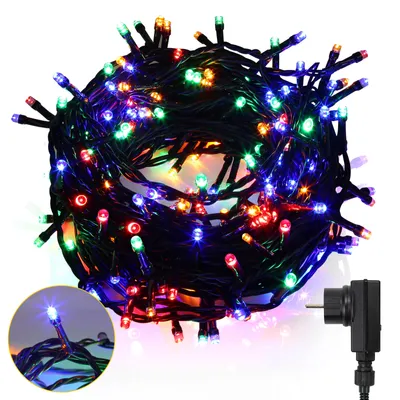Produktbild von Jopassy LED Lichterkette 10M 100LEDs IP44 mit 8 Modi für Innen & Weihnachten Party Garten Bedienung Funkelnder Sterneffekt Deko Kaltweiß