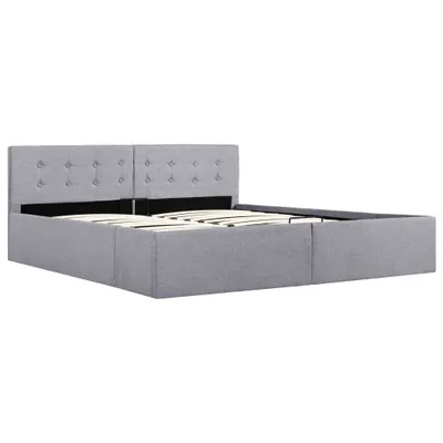 Image de vidaXL Lit de rangement hydraulique gris clair Tissu 160×200 cm