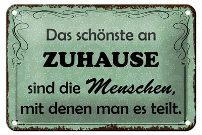 Produktbild von Blechschild Spruch 18x12cm das schönste an Zuhause sind