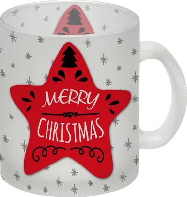 Produktbild von Merry Christmas Glas Tasse mit Weihnachtsstern Motiv