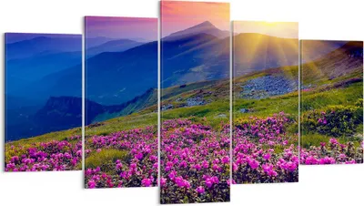 Produktbild von Bild auf Leinwand - Leinwandbild - Wiese Berge Landschaft - 160x85cm - Wand Bild - Wanddeko - Leinwanddruck - Bilder - Kunstdruck - Wanddekoration - Leinwand bilder - Wandkunst - EA160x85-2676