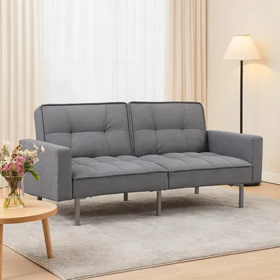 Produktbild von Modernes Schlafsofa mit Leinenbezug Stil und Funktionalität in einem