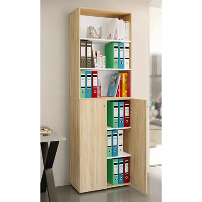 Produktbild von VCM Büroschrank mit 6 Fächern | Büroregal | moderner Aktenschrank mit Drehtüren | Maße ca. H. 220 x B. 70 x T. 40cm – Lona 6-Fach