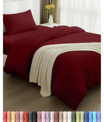 Image de Parure de lit - Microfibre - Bordeaux - 135 x 200 cm