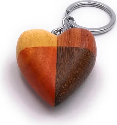 Produktbild von Onwomania Schlüsselanhänger aus Holz Herz Liebe mehrfarbig Liebesymbol Anhänger Charm