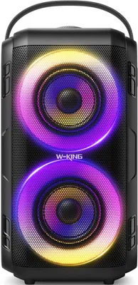Produktbild von W-KING Bluetooth Lautsprecher, 80W Superbass, 2 Vollfrequenztreiber, LED-Beleuchtung, 105dB Sound, IPX5 Wasserdicht, 24 Stunden Spielzeit, U-Disk, AUX