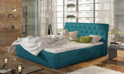 Obrázek produktu pro Čalouněná postel Čalounění postele Designový hotelový dvojlůžkový design zelený 180x200