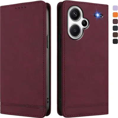 Image de Etui pour Xiaomi Redmi Note 13 Pro+, étui rétro en cuirPolyuréthaneavec support et fentes pour cartes de crédit Rouge