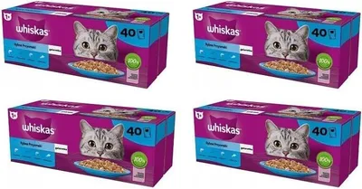 Produktbild von Whiskas Adult 1+ Hochwertiges Nassfutter für ausgewachsene Katzen Fisch-Auswahl in Gelee 4-er Pack 160 Portionsbeutel (160x85g)