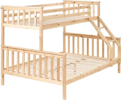 Obrázek produktu pro BELIANI Patrová postel pro 3 osoby světle hnědá borovicové dřevo 90/140 x 200 cm jednolůžko a dvoulůžko vysoká postel moderní styl dětský pokoj