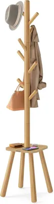 Zdjęcie produktu dla Wieszak stojący z półką, wysokość 175,8 cm, Naturalny beżowy