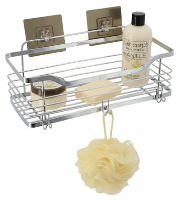 Produktbild von Tendance Duschablage ohne Bohren - silber - 31 x 15,5 x 16,5 cm - Edelstahl - selbstklebend