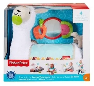 Produktbild von Fisher-Price 4-in-1 Lama Spielkissen, hochwertiges Spielkissen für Kleinkinder, 0 Jahr(e), Mit Ton, Stoff, Kunststoff, Weiß