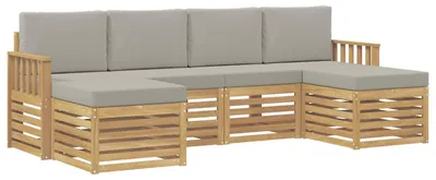 Produktbild von vidaXL Outdoor-Sofagarnitur 5 pcs Weiß und Hellgrau