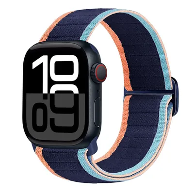 Produktbild von Für Apple Watch Series 11 10 46mm / 9 8 7 45 / 6 SE 5 4 44mm Nylon Elastisches Armband Dunkelblau