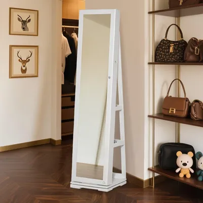 Produktbild von Schmuckkästchen - Schmuckbox - Schmuckschatulle - Schmuckschrank - Schmuckaufbewahrung - Holz, um 360° drehbar