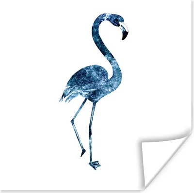 Produktbild von MuchoWow® Poster Flamingo - Federn - Blau 30x30 cm - Wandposter - Printing