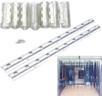 Zdjęcie produktu dla Przezroczysta kurtyna drzwiowa z PVC, kurtyna paskowa 1 x 2 m, 7-częściowa, z oczkami