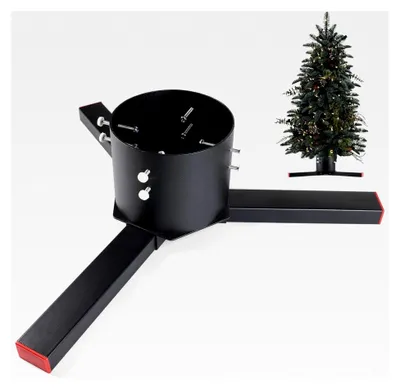 Produktbild von Weihnachtsbaumständer Groß Verstellbar für Baumstämme Ø8-14cm, Metall, Abnehmbar für Echte Bäume 160-260cm, Schwarz, Für Innen und Außen