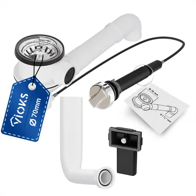 Produktbild von Küchenspülenablauf-Set Siebkorbventil 70mm mit Raumschaffer Excenter Überlauf für Spüle