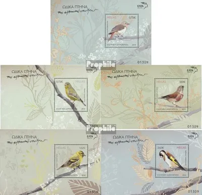 Produktbild von Briefmarken Griechenland 2014 Mi Block74-Block78 (kompl.Ausg.) postfrisch Singvögel