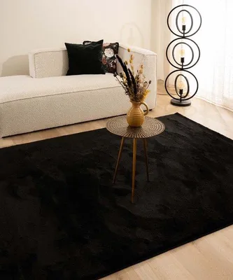 Produktbild von Unyqoos® Velours-Teppich Flair – Schwarz, 300 x 400 cm, Polypropylen Soft-Touch, 20 mm Florhöhe, 2600 g/m², samtiger Glanz