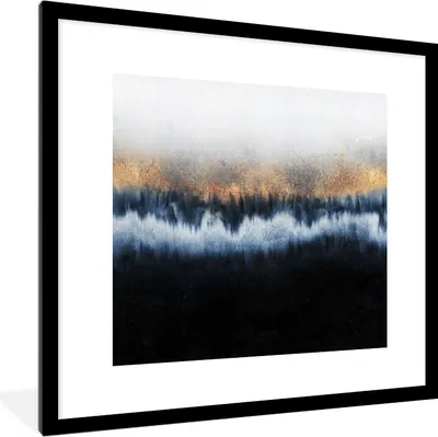 Produktbild von MuchoWow® Gerahmtes Poster Abstrakt - Gold - Luxus - Blau 40x40 cm - Poster mit Schwarzem Bilderrahmen Wandposter Rahmen Foto Bilder - Poster - Plakat im Rahmen