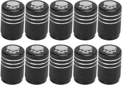Productafbeelding van Ibenzoa® Ventilkappen Set (10) – Zinklegering, schedeldesign, universeel geschikt voor auto's, motorfietsen, fietsen en vrachtwagens, voor Amerikaanse ventielen, stof- en waterdicht