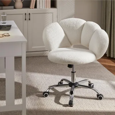 Produktbild von Yaheetech Bürostuhl höhenverstellbarer Schreibtischstuhl ergonomischer Bürosessel, Wolkenform, bis 136 kg belastbar, Weiß