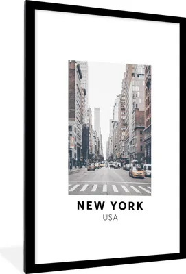 Produktbild von MuchoWow® Gerahmtes Poster New York - Amerika - Weg 60x90 cm - Poster mit Schwarzem Bilderrahmen Wandposter Rahmen Foto Bilder - Dekoration - Wandposter Wohnzimmer - Hochwertig