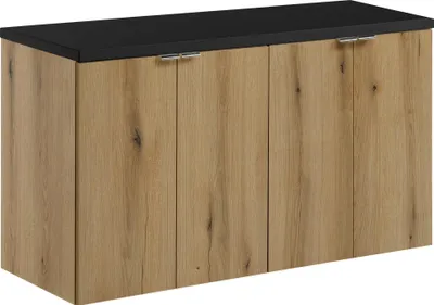 Obrázok produktu pre Kúpeľňová skrinka 100 cm s čiernou hornou doskou v dekore duba