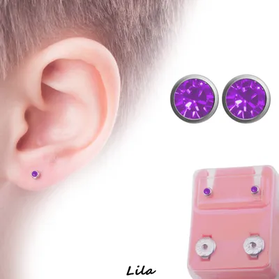 Produktbild von Medizinische Ohrstecker / Gesundheitsstecker / Erstohrstecker Zirkonia von Studex lila