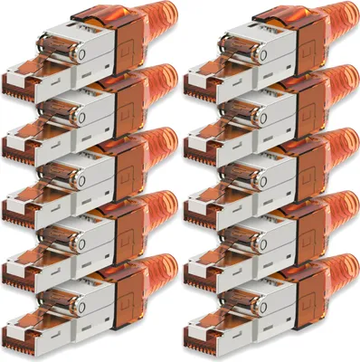 Produktbild von Netzwerkstecker CAT 7 Werkzeuglos 10x RJ45 Netzwerk Stecker geschirmt Metall Neu
