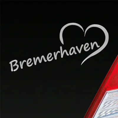 Produktbild von Auto Aufkleber Bremerhaven Herz Stadt City Liebe Love Heart 19x8 cm Silber Sticker Heckscheibenaufkleber