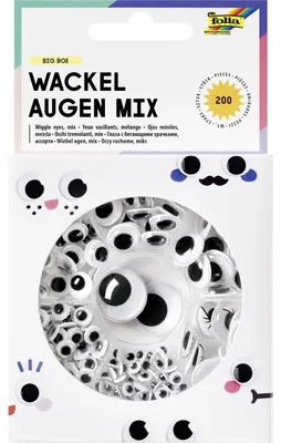 Produktbild von folia Wackelaugen BIG BOX MIX selbstklebend 200 Stück