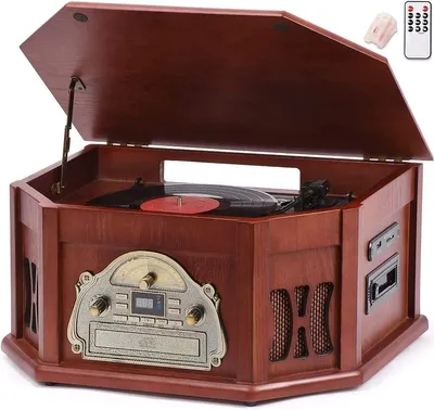 Productafbeelding van Platenspeler - Draaitafel - Vinylspeler - Stereo Systeem - Muzieksysteem - Houtlook