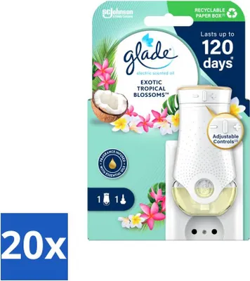 Produktbild von Glade - Elektrischer Ölbehälter - Exotische Tropenblüten - Ohne Nachfüllungen - Vorteilspack - 20 Stücke