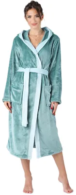 Image de Peignoir long pour femme Bellivalini avec capuche et ceinture BLV50-168 (vert lac/menthe, XXL)