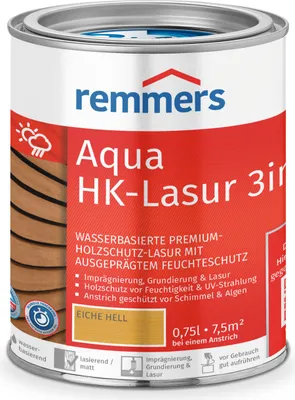 Produktbild von Remmers Aqua HK-Lasur 3in1 eiche hell (RC-365) 0,75 l, Holzlasur